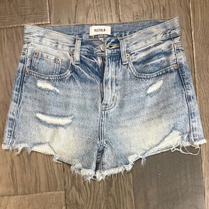Pistola Distressed Light Blue Jean Shorts